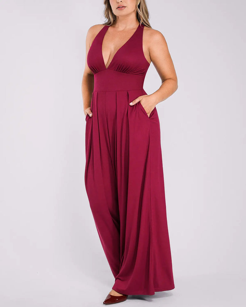 Deep V Built-In Shaping Jumpsuit