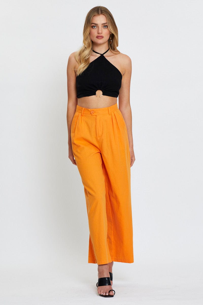 Black Crop Top Sleeveless Halter