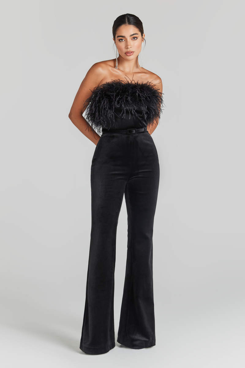 COLETTE Black Feather Jumpsuit