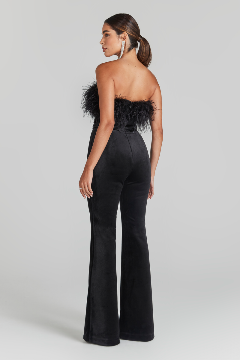 COLETTE Black Feather Jumpsuit