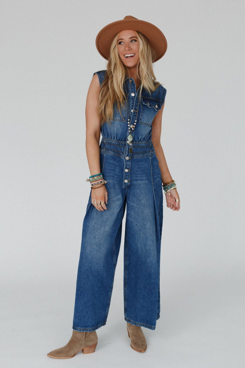 All Star Denim Jumpsuit - Medium Wash