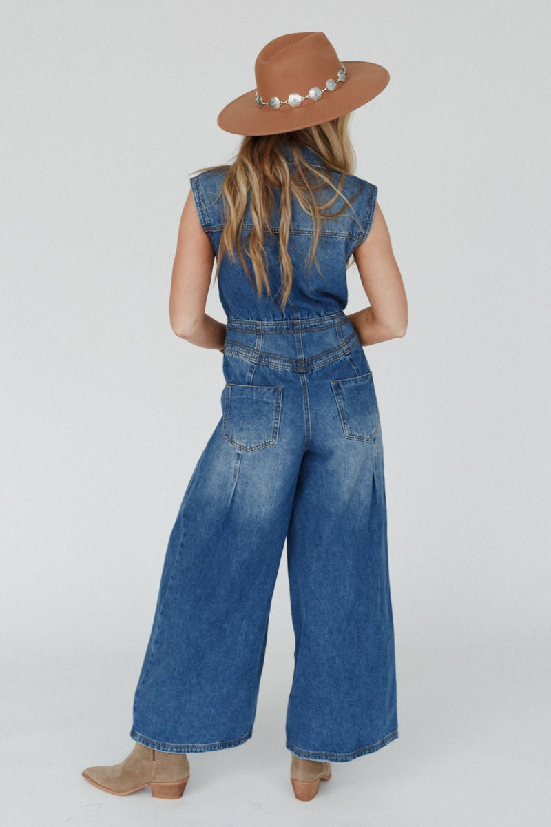All Star Denim Jumpsuit - Medium Wash