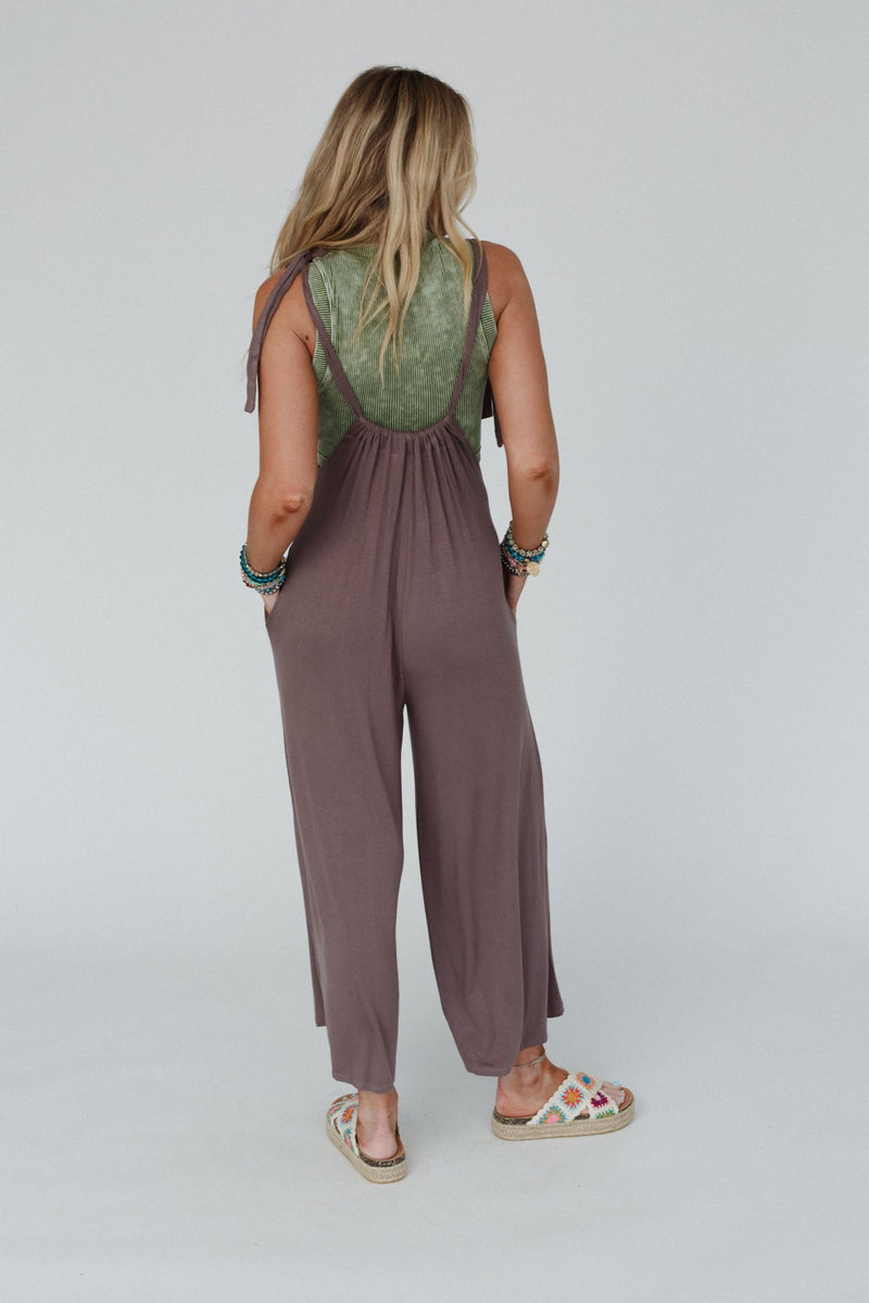 The Nest Forever Relaxed Gathered Jumpsuit - Mocha