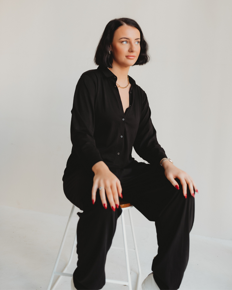 Shana Black Collared Jumpsuit