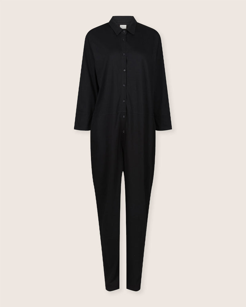 Shana Black Collared Jumpsuit