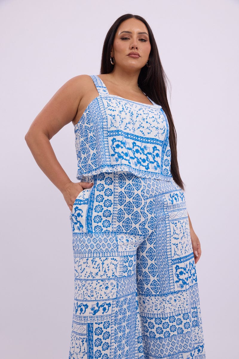 White Boho Jumpsuit Sleeveless Linen Blend