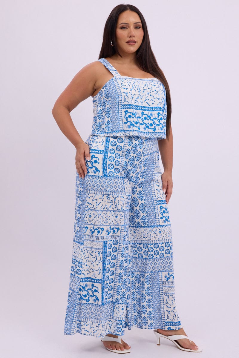White Boho Jumpsuit Sleeveless Linen Blend