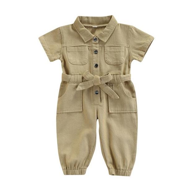 Solid Collar Toddler Jumpsuit