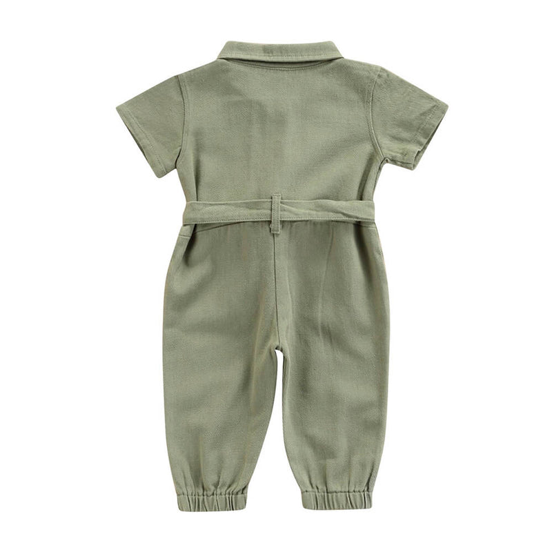 Solid Collar Toddler Jumpsuit