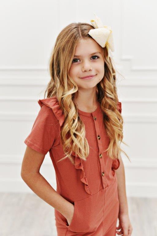 Ruffle Pocket Jumpsuit - Rust
