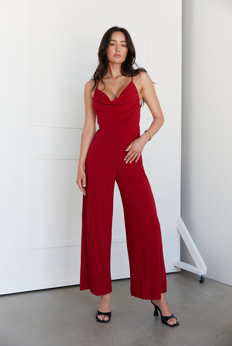 GENEVIEVE JUMPSUIT - PLAIN RED