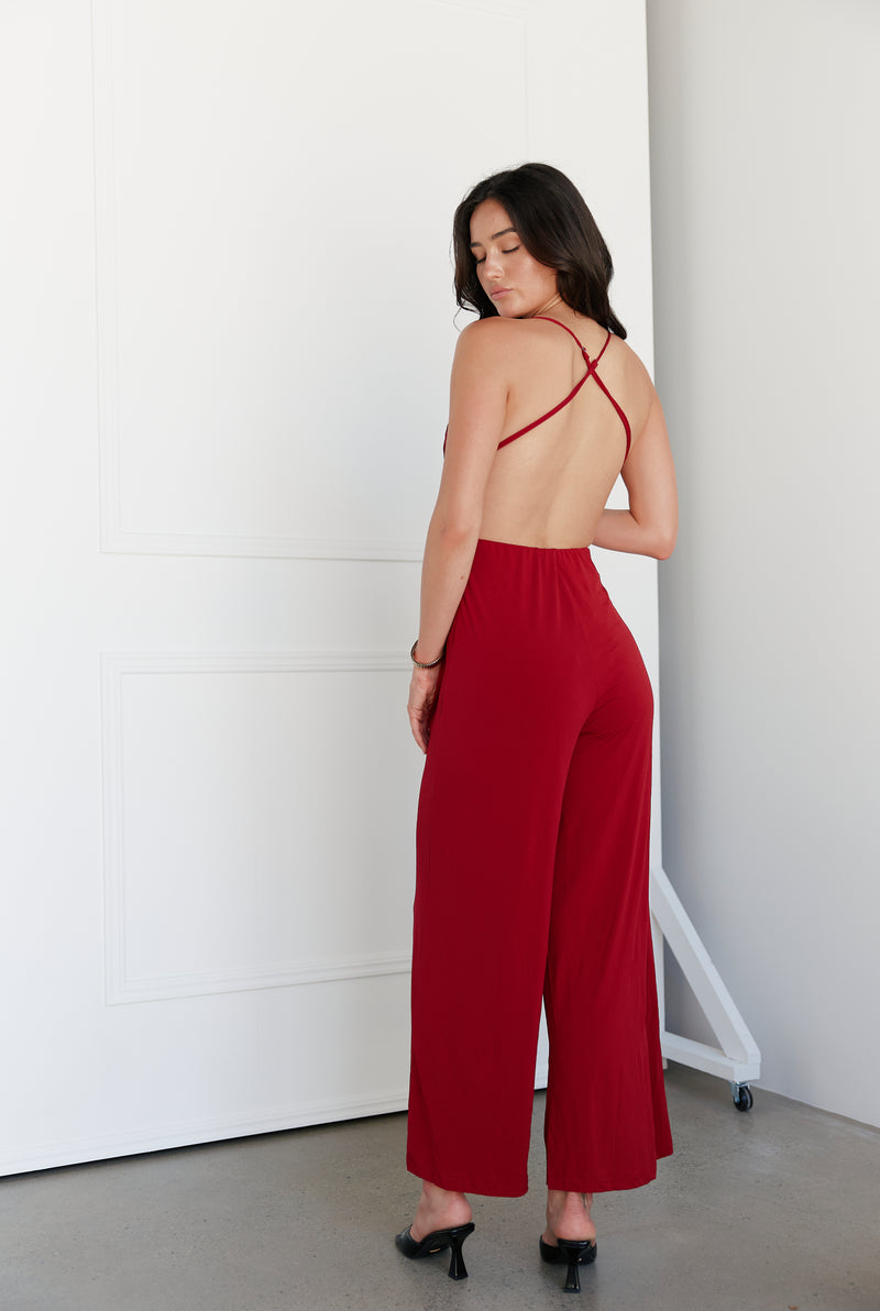 GENEVIEVE JUMPSUIT - PLAIN RED