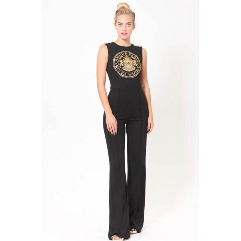 Golden Crest Black Jumpsuit
