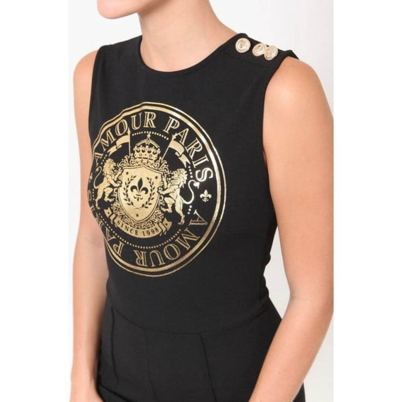Golden Crest Black Jumpsuit