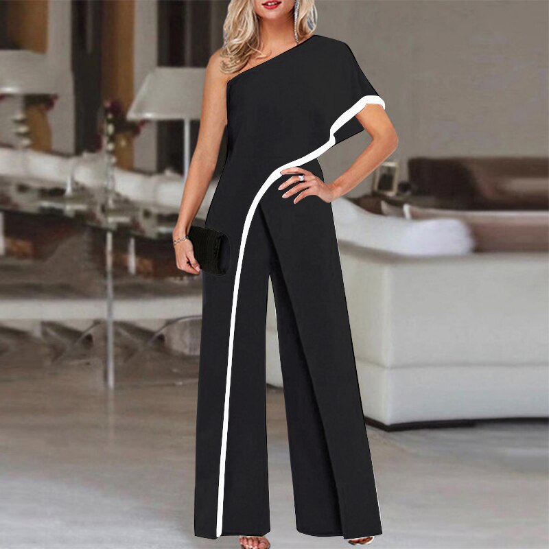 TPC Women Elegant Wide Leg One Shoulder Jumpsuits