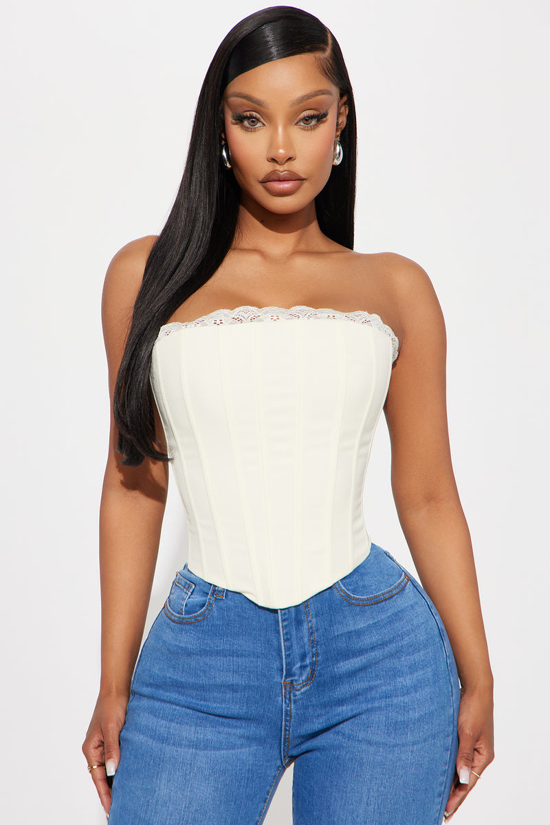 Kiss Me All Day Corset Top - Cream