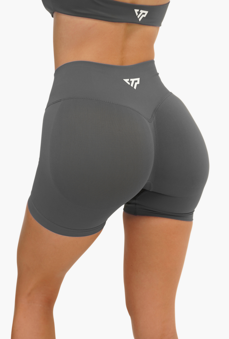 RECOIL HIGH WAIST SCRUNCH SHORTS - STORM