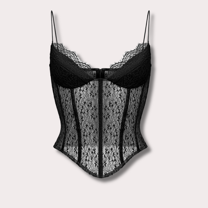 Lace Bustier Corset Top - Black