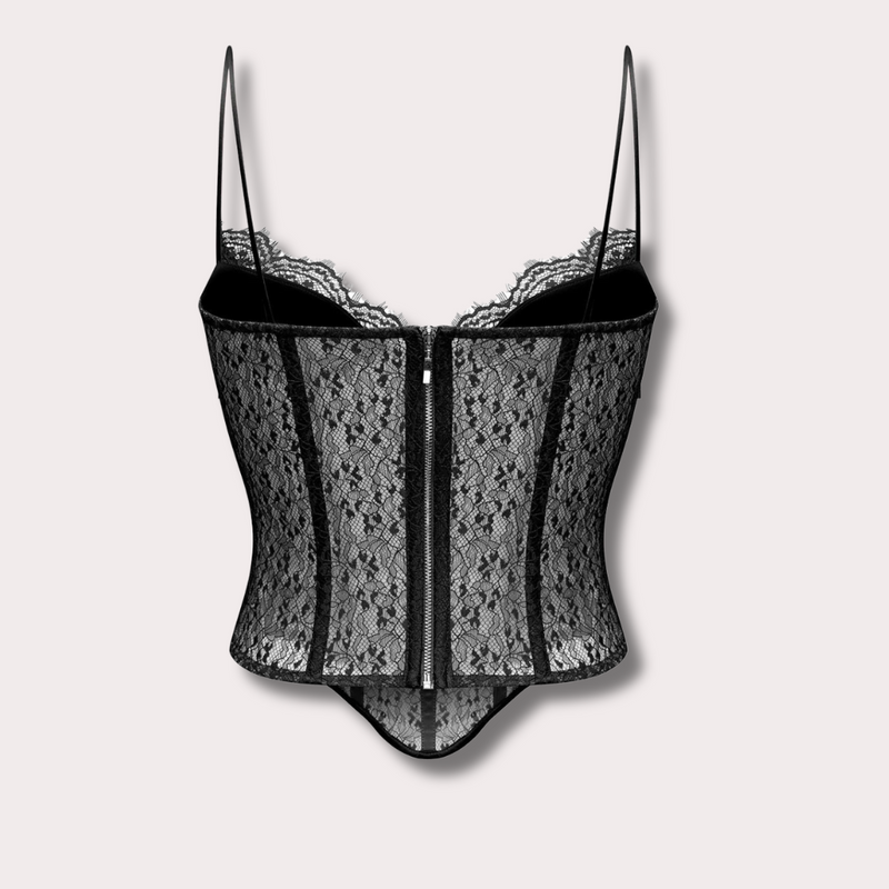 Lace Bustier Corset Top - Black