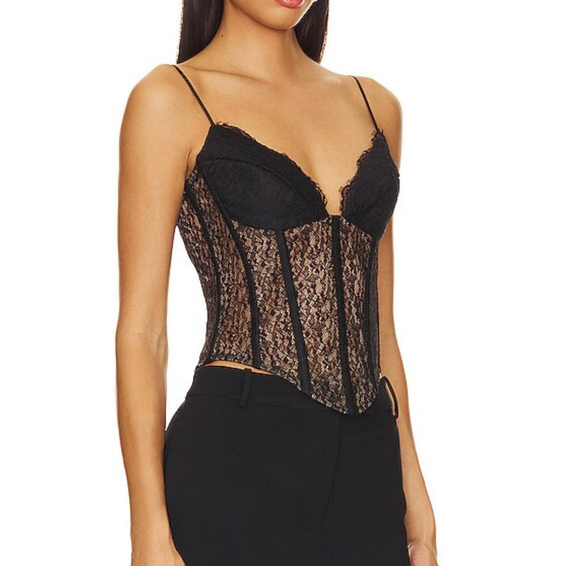 Lace Bustier Corset Top - Black