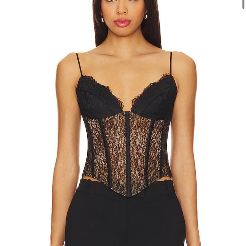 Lace Bustier Corset Top - Black