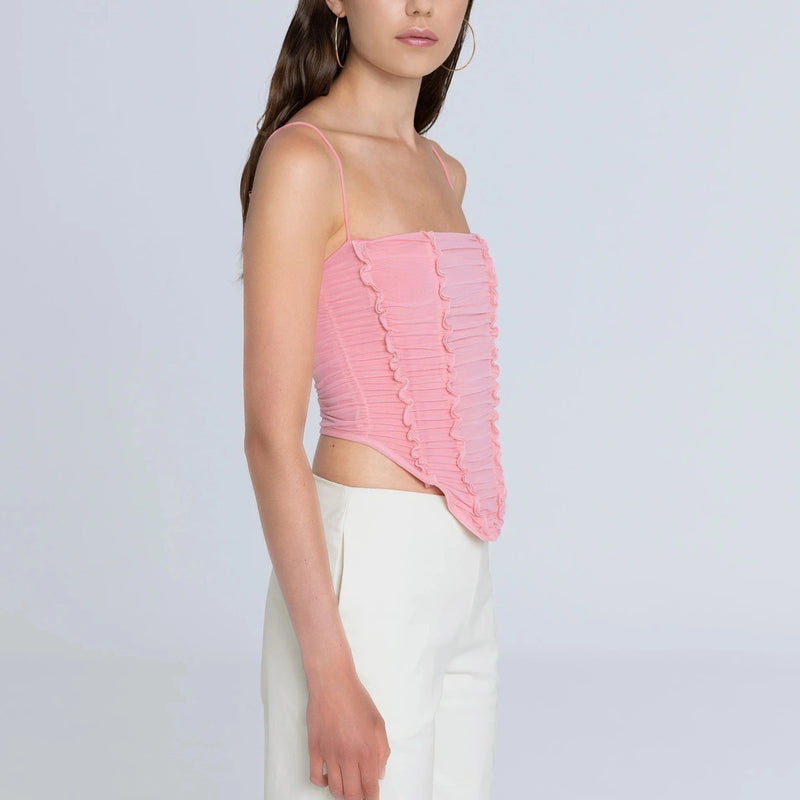 Gathered Corset Top in Pink