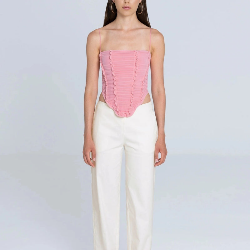Gathered Corset Top in Pink