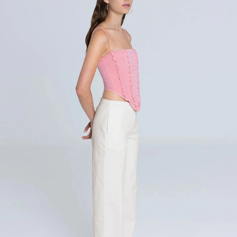 Gathered Corset Top in Pink