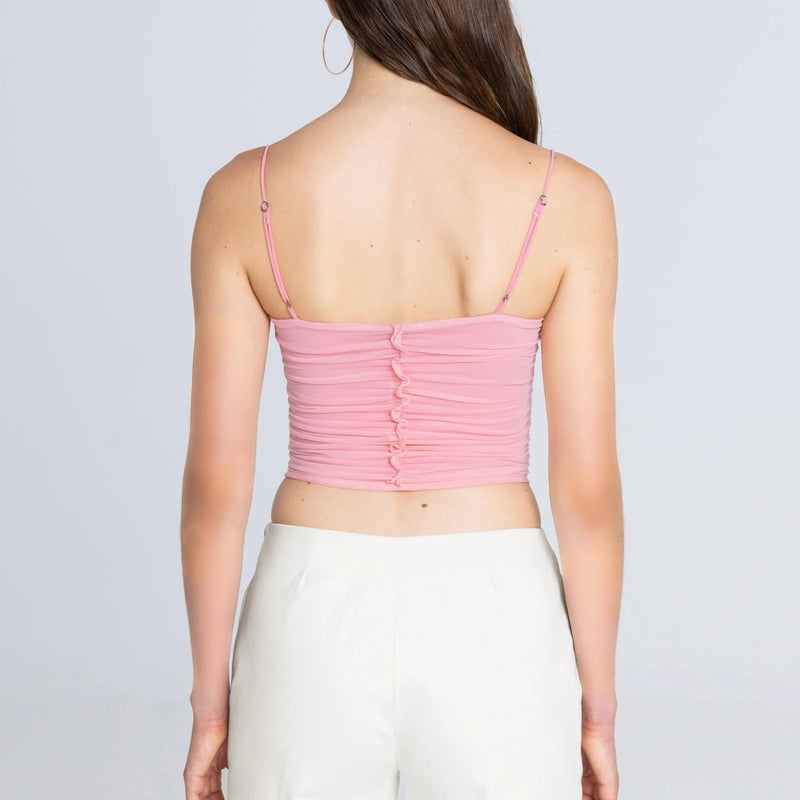 Gathered Corset Top in Pink