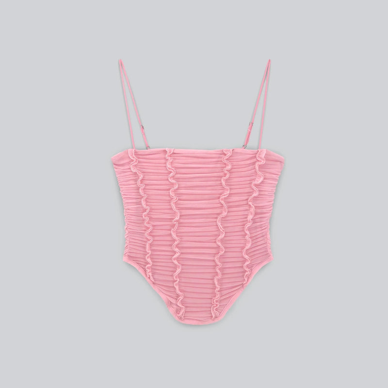 Gathered Corset Top in Pink
