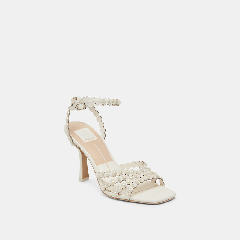 HELLEN PEARL HEELS WHITE LEATHER