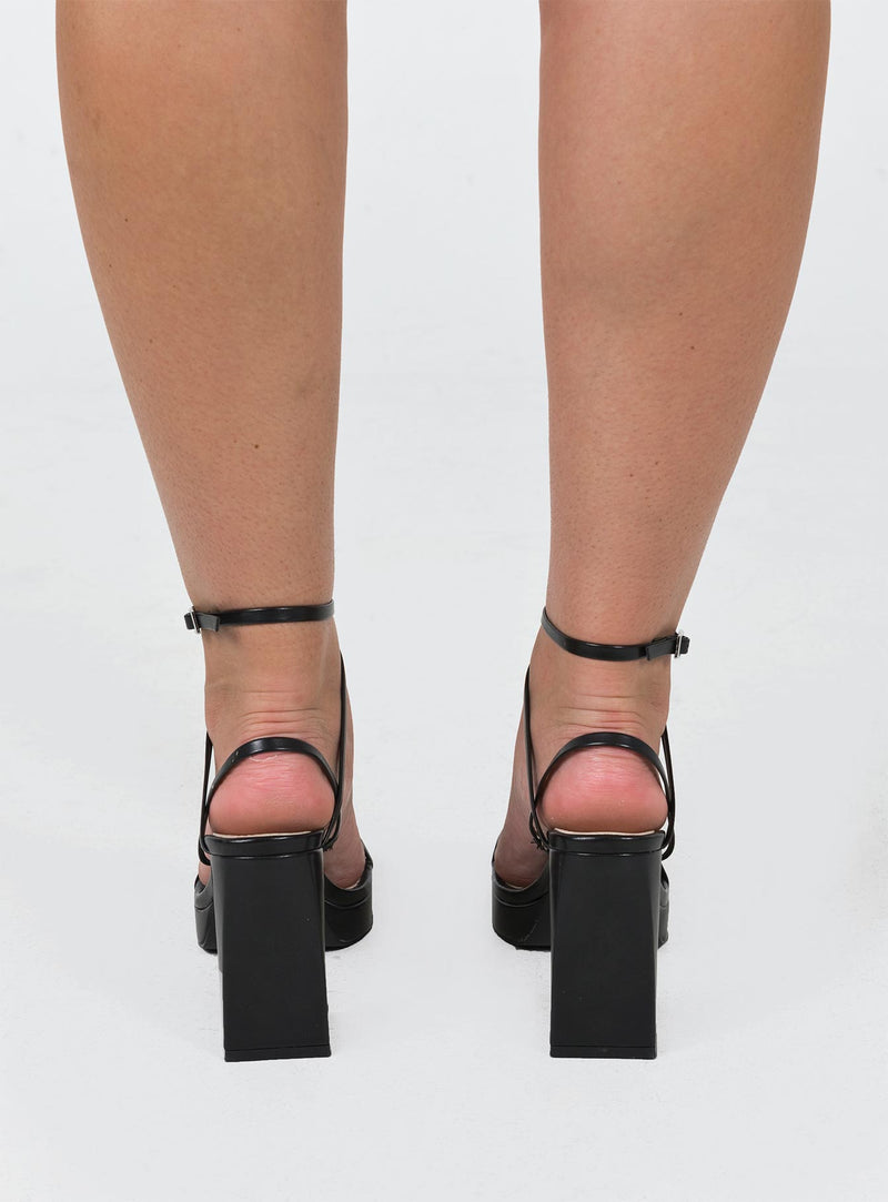 Tessie Ankle Strap Heels Matte Black