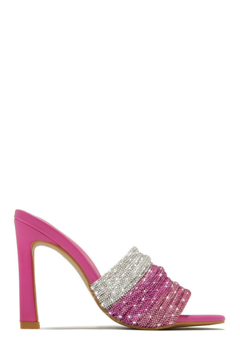Feeling Myself Embellished High Heel Mules - Pink