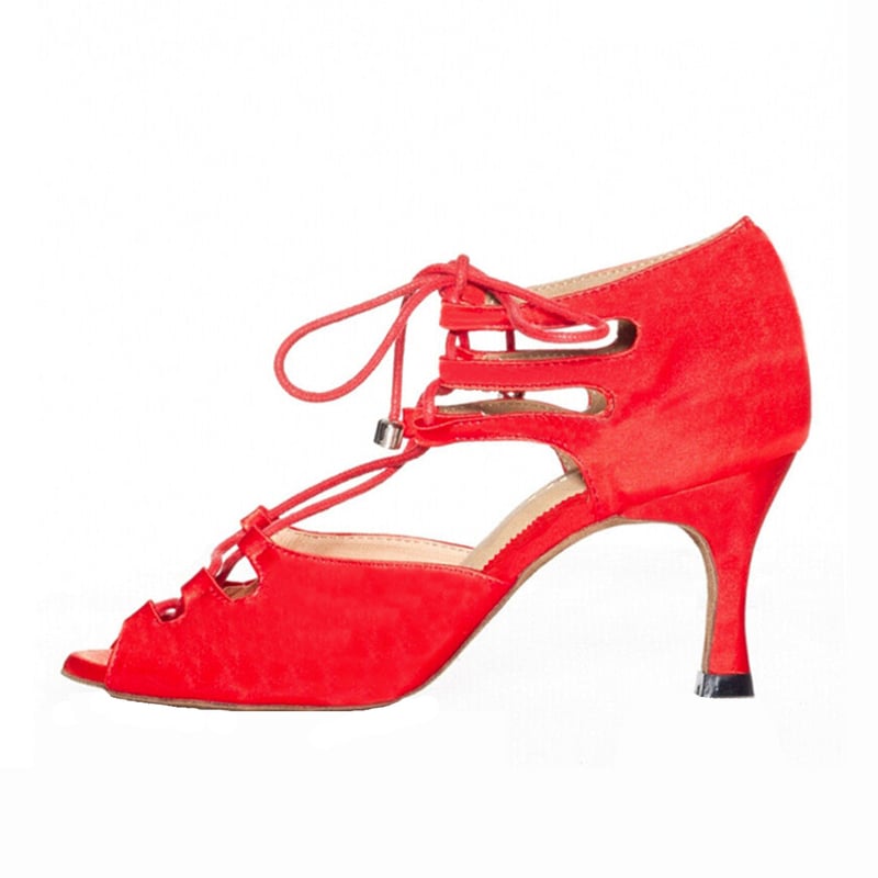 Women's Satin Customized Heel Latin Shoes Ballroom Dance Shoes