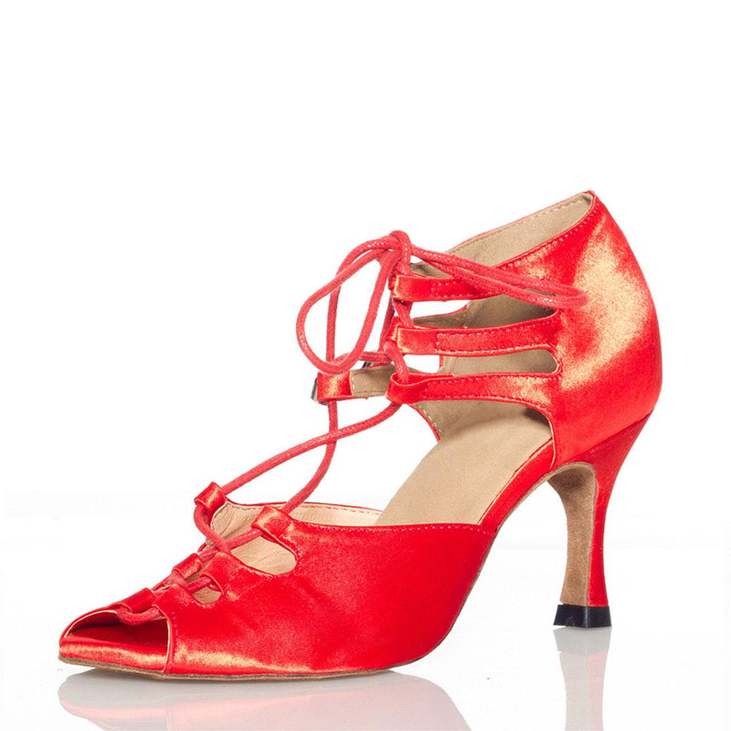 Women's Satin Customized Heel Latin Shoes Ballroom Dance Shoes