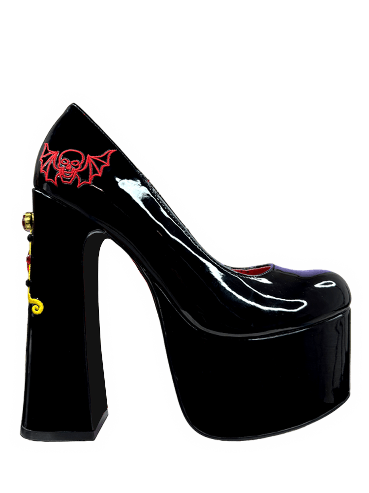 ELVIRA DAGGER PUMP - BLACK/RED