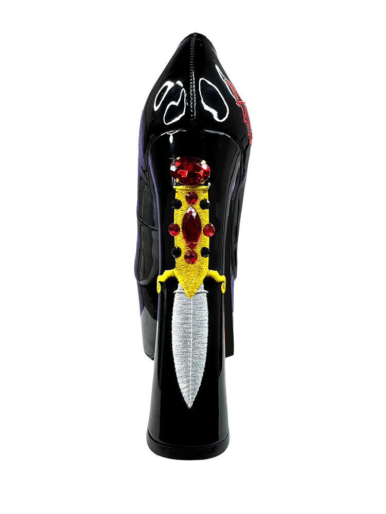 ELVIRA DAGGER PUMP - BLACK/RED