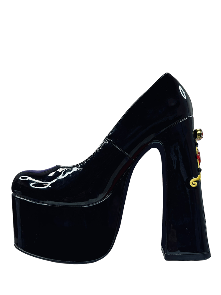 ELVIRA DAGGER PUMP - BLACK/RED
