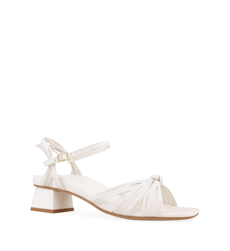 Sunangel White Leather Low Heels