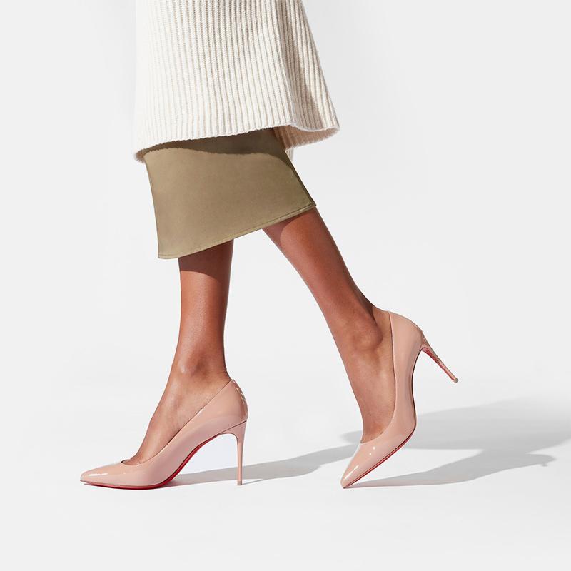 Nude Patent Leather Pointed Pumps 80mm