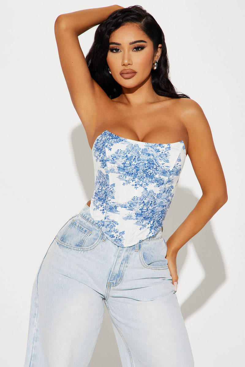 Irina Corset Top - Blue/combo