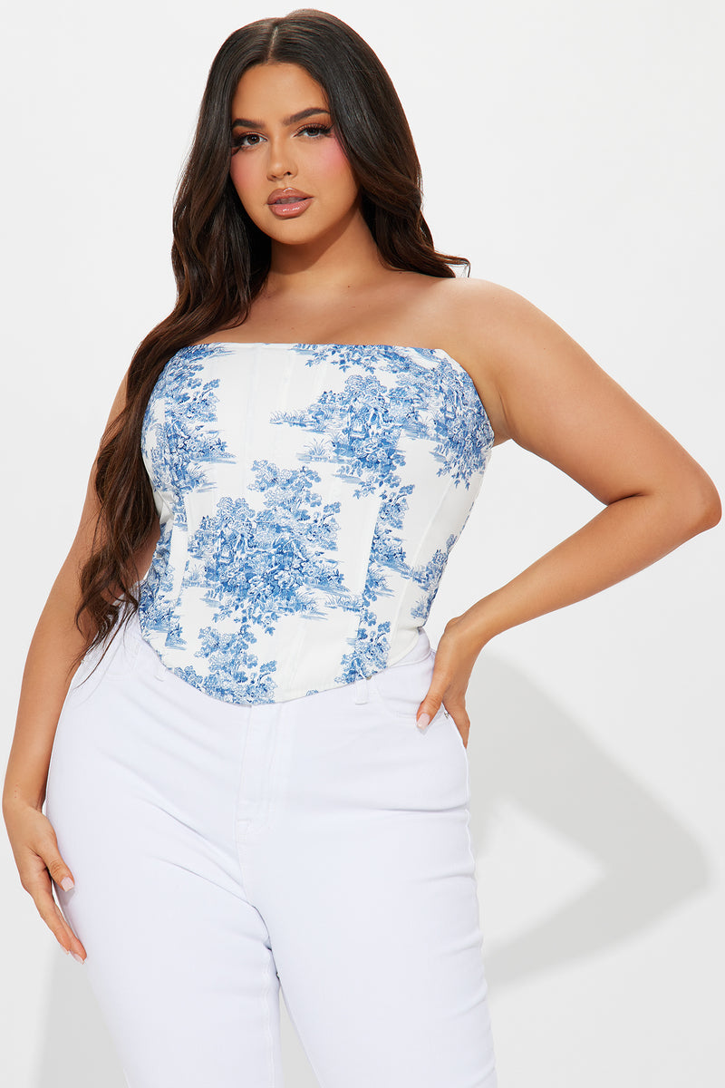 Irina Corset Top - Blue/combo
