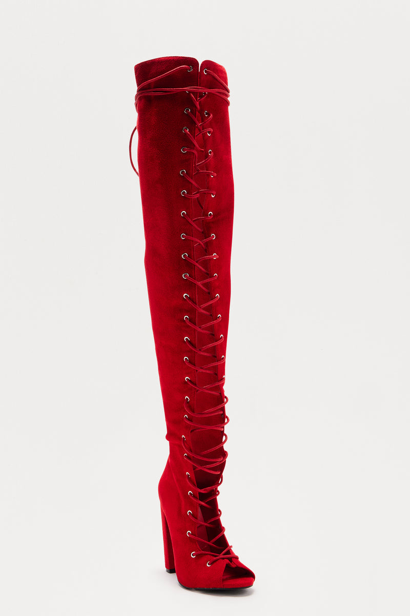 Living Legacy Over The Knee Boots - Red