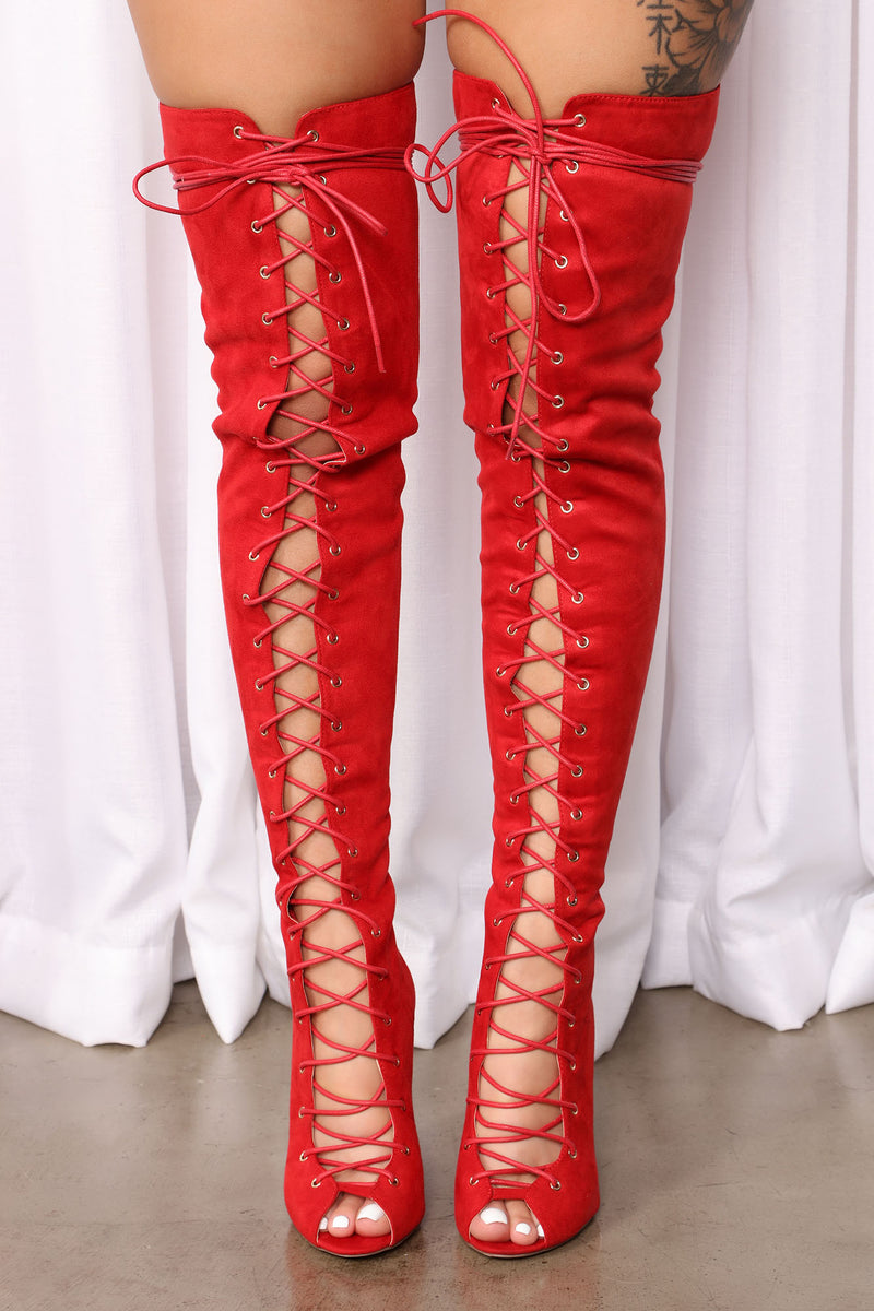 Living Legacy Over The Knee Boots - Red