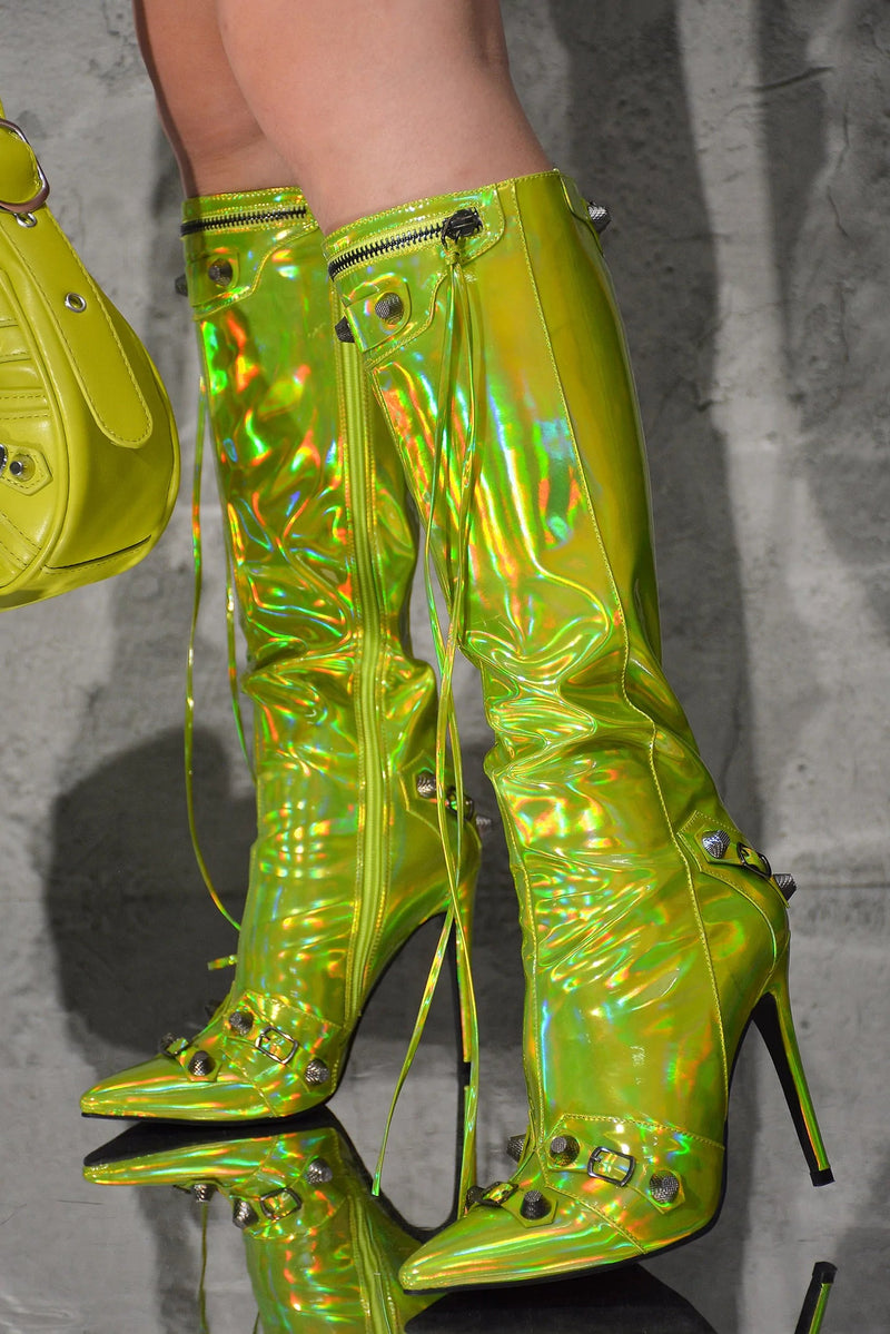 Pointed Toe Heel Knee High Boots Pofin Cape Robbin