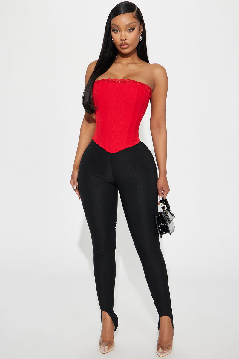 Kiss Me All Day Corset Top - Red