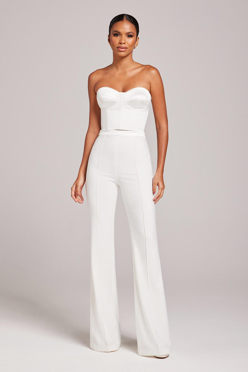 ELLA White Satin Corset Top