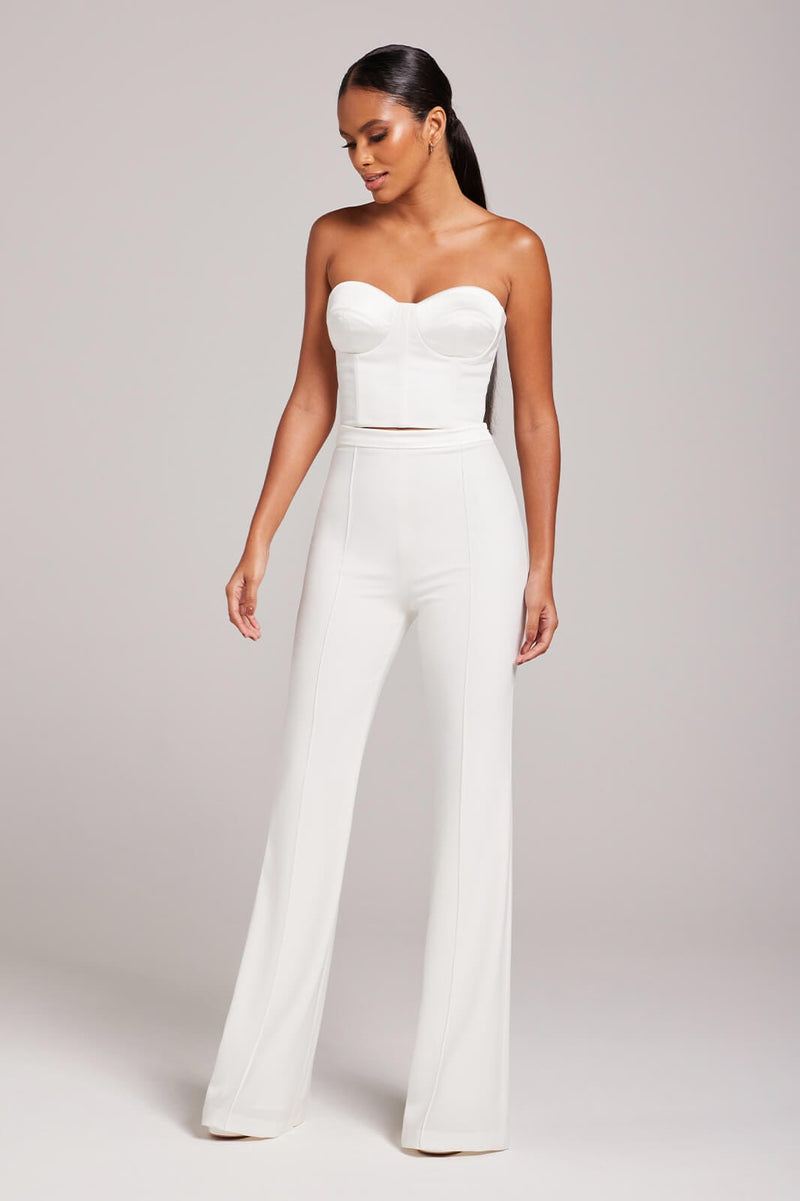 ELLA White Satin Corset Top