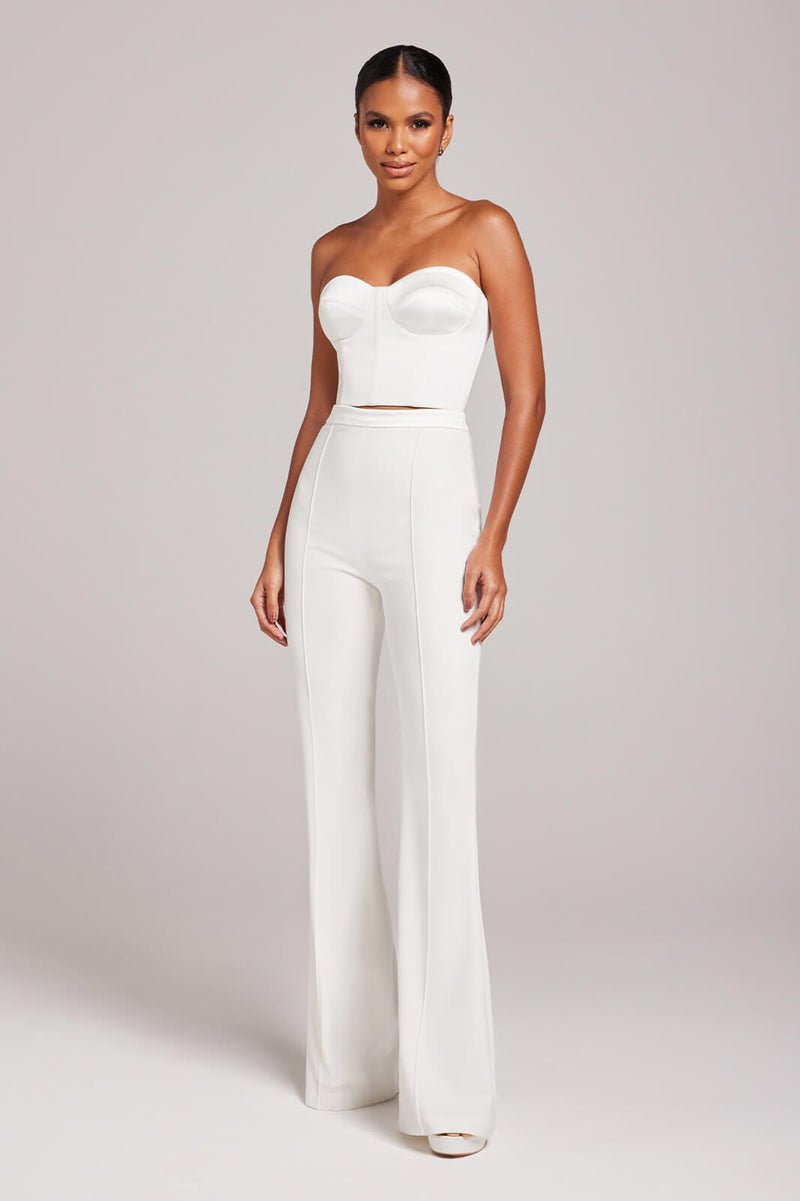 ELLA White Satin Corset Top