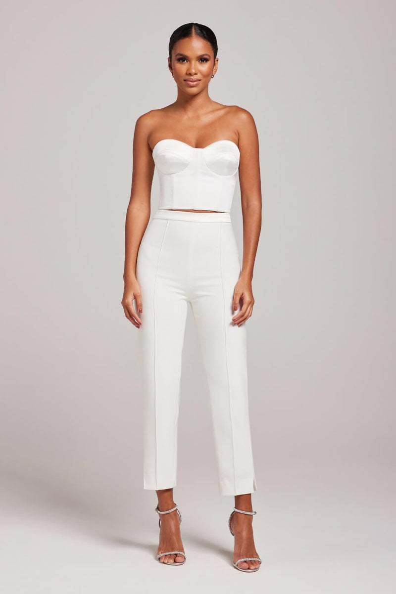 ELLA White Satin Corset Top